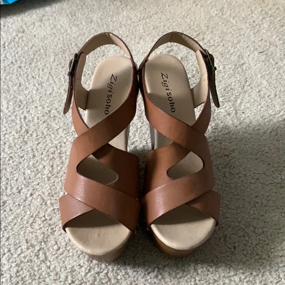 Zigi soho brown wedge sandals